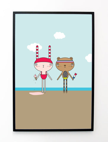 BEACH MOOKii BUNNY & BRUNO BEAR POSTER
