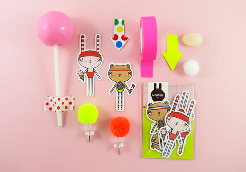 BEACH MOOKii BUNNY & BRUNO BEAR STICKER SET