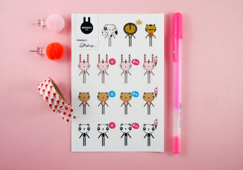 MOOKii FRIENDS STICKER SHEETS: COLOUR