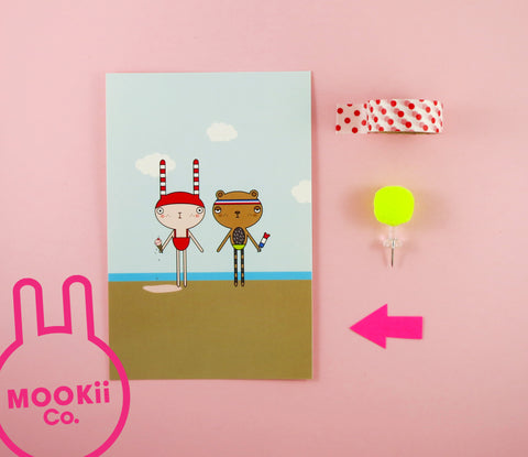 BEACH MOOKii BUNNY & BRUNO BEAR MINI PRINT