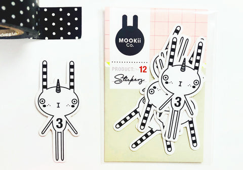 MOOKii BUNNYCORN STICKER SET: B/W